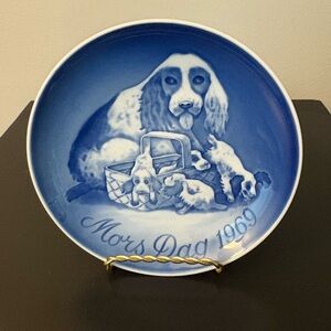 Bing & Grondahl 1969 Mother’s Day Collector Plate Cocker Spaniel Mother/Puppies